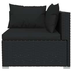 vidaXL 14 Piece Garden Lounge Set with Cushions Black Poly Rattan