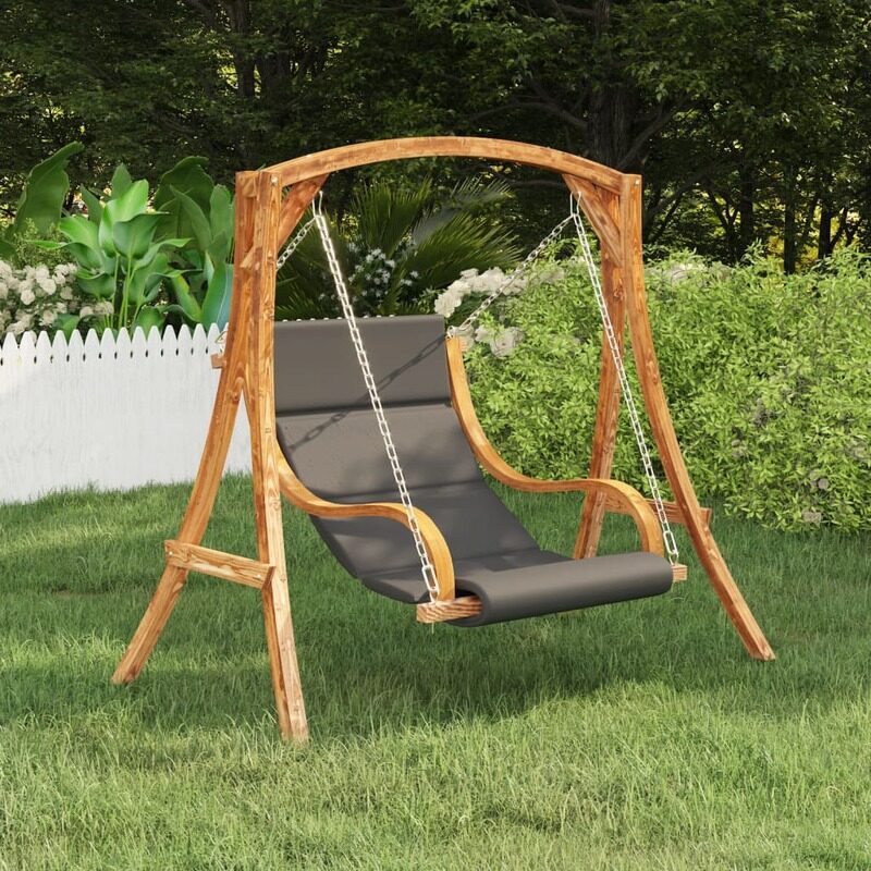 

vidaXL Swing Chair with Cushion Solid Bent Wood with Teak Finish