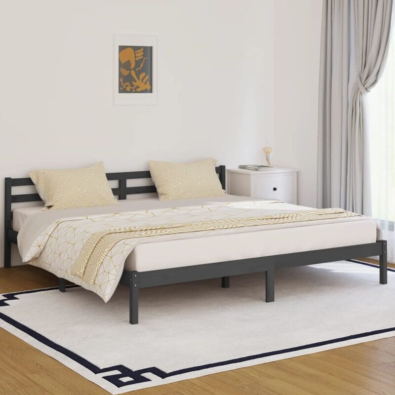 

vidaXL Day Bed Solid Wood Pine 200x200 cm Super King Grey