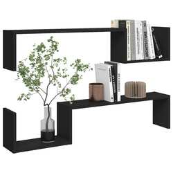 vidaXL Wall Shelf 2 pcs Black 100x15x20 cm Engineered Wood
