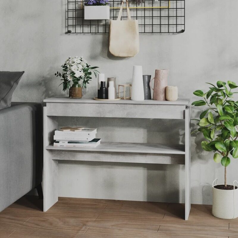 

vidaXL Console Table Concrete Grey 102x30x80 cm Engineered Wood