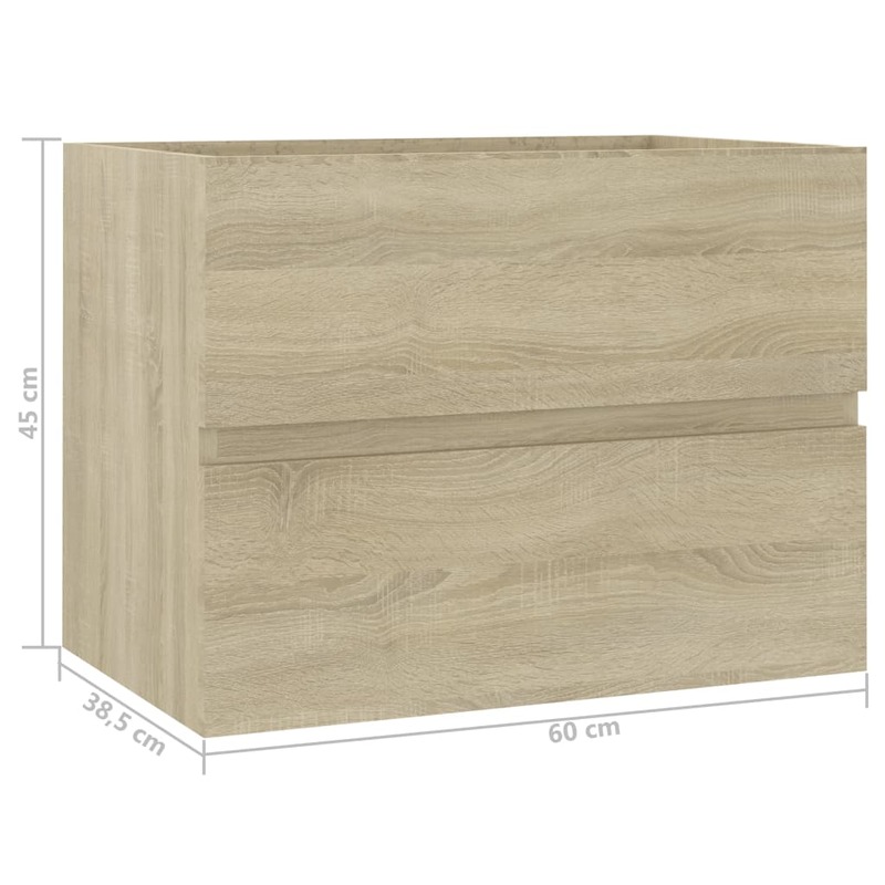 vidaXL Sink Cabinet Sonoma Oak 60x38.5x45 cm Engineered Wood