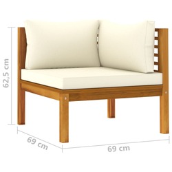 vidaXL 9 Piece Garden Lounge Set with Cream Cushion Solid Acacia Wood
