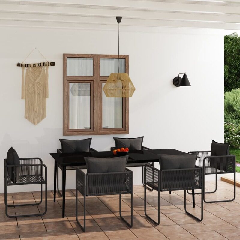 

vidaXL 7 Piece Garden Dining Set Black