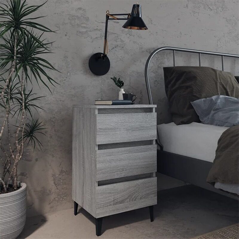 

vidaXL Bed Cabinets with Metal Legs 2 pcs Grey Sonoma 40x35x69 cm