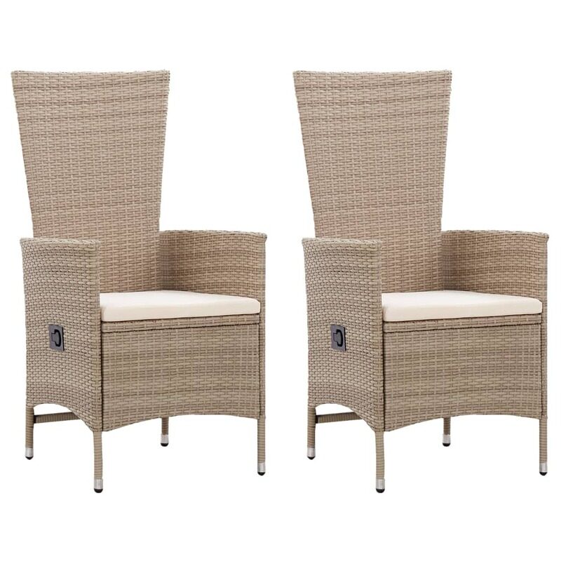

vidaXL Outdoor Chairs 2 pcs with Cushions Poly Rattan Beige