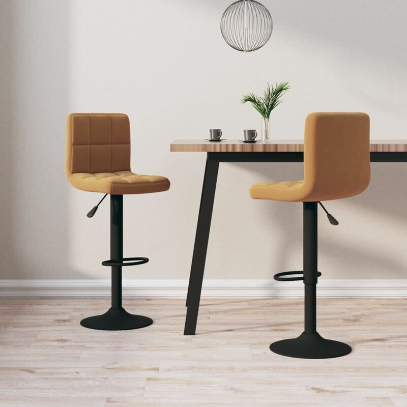 

vidaXL Bar Stools 2 pcs Brown Velvet