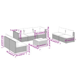 vidaXL 8 Piece Garden Lounge Set with Cushions Poly Rattan Grey