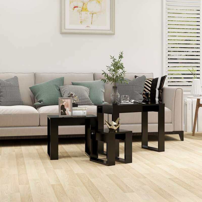 

vidaXL Nesting Tables 3 pcs Black Engineered Wood