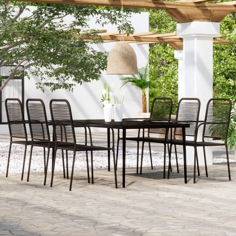 

vidaXL 7 Piece Garden Dining Set Black