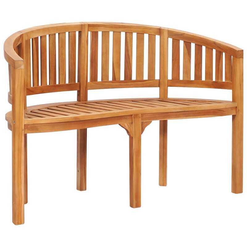 

vidaXL Banana Bench 120 cm Solid Teak Wood