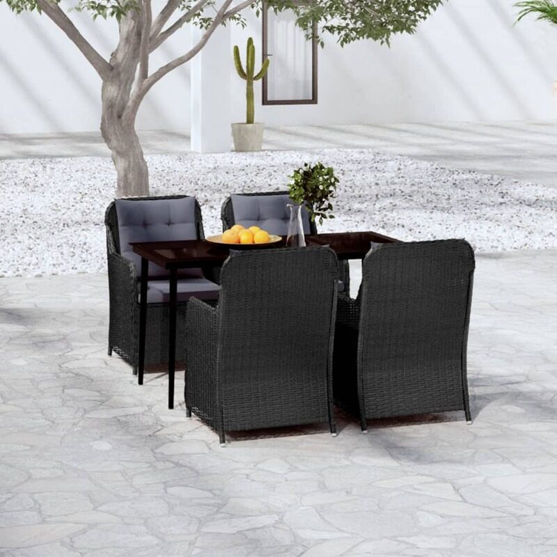 

vidaXL 5 Piece Garden Dining Set Black