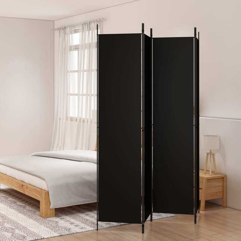 

vidaXL 4-Panel Room Divider Black 200x220 cm Fabric