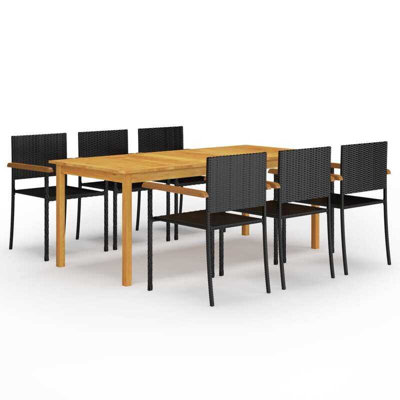 

vidaXL 7 Piece Garden Dining Set Black