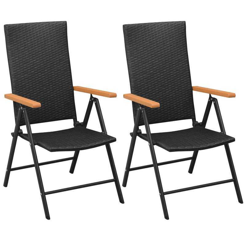 

vidaXL Stackable Garden Chairs 2 pcs Poly Rattan Black