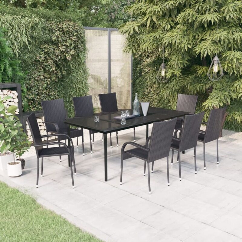 

vidaXL 9 Piece Garden Dining Set Black