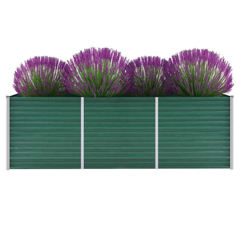

vidaXL Garden Raised Bed Galvanised Steel 240x80x77 cm Green
