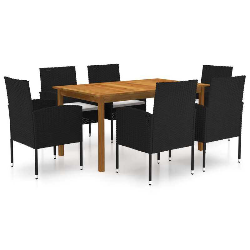 

vidaXL 7 Piece Garden Dining Set Black