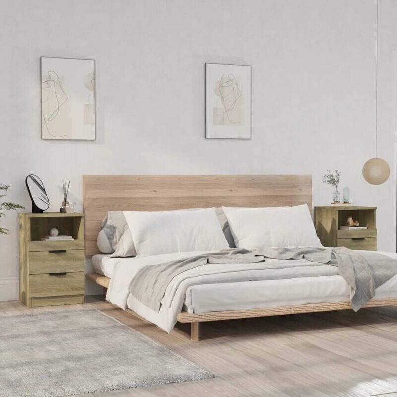 

vidaXL Bedside Cabinets 2 pcs Sonoma Oak Engineered Wood