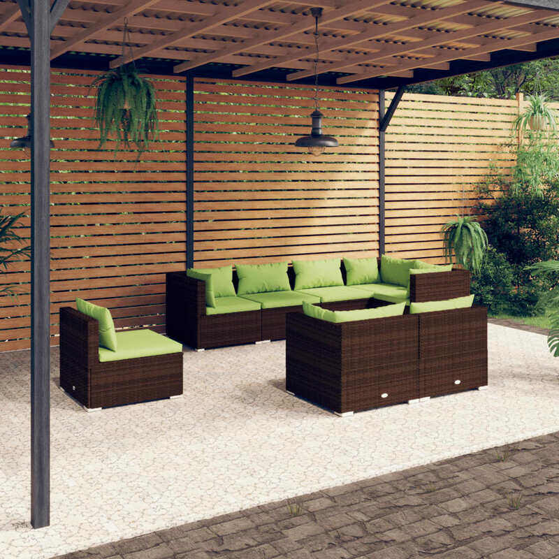

vidaXL 8 Piece Garden Lounge Set with Cushions Poly Rattan Brown