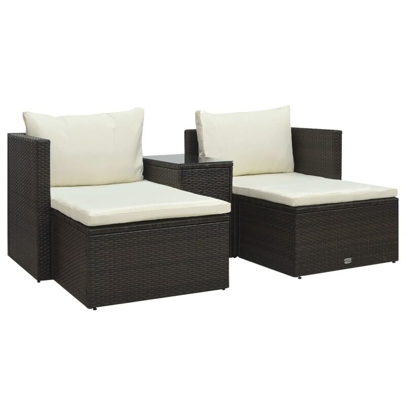 

vidaXL 5 Piece Garden Lounge Set with Cushions Poly Rattan Brown