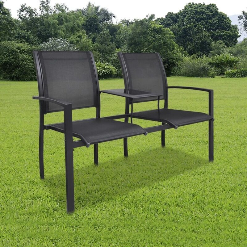 

vidaXL 2 Seater Garden Bench 131 cm Steel and Textilene Black
