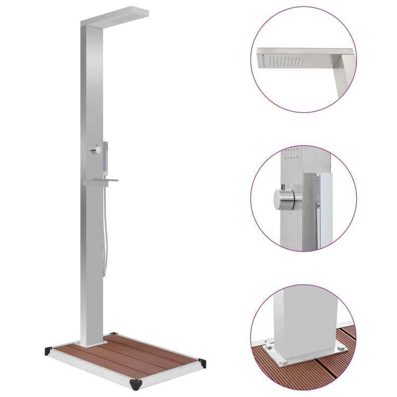 

vidaXL Outdoor Shower with Tray WPC Stainless Steel