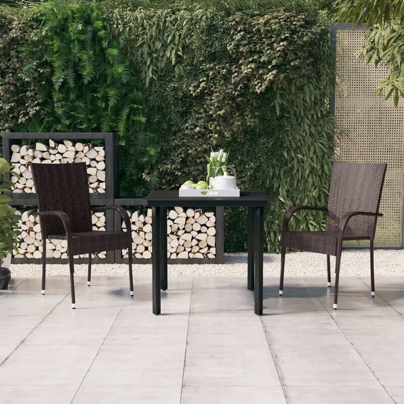 

vidaXL 3 Piece Outdoor Dining Set Brown and Black