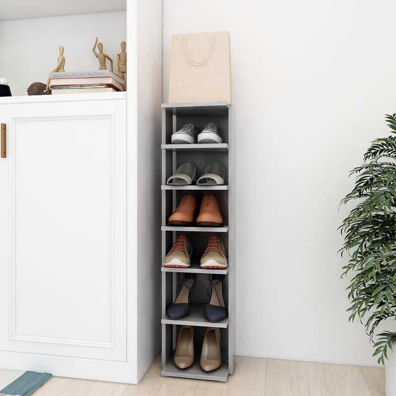 

vidaXL Shoe Cabinet Concrete Grey 27.5x27x102 cm Engineered Wood