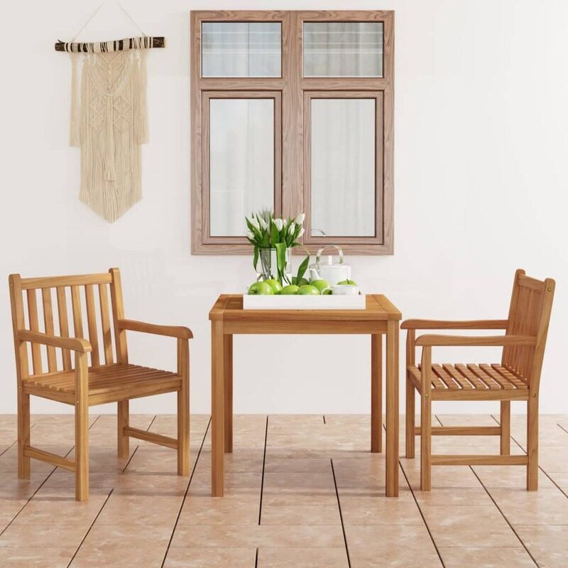 

vidaXL 3 Piece Garden Dining Set Solid Teak Wood