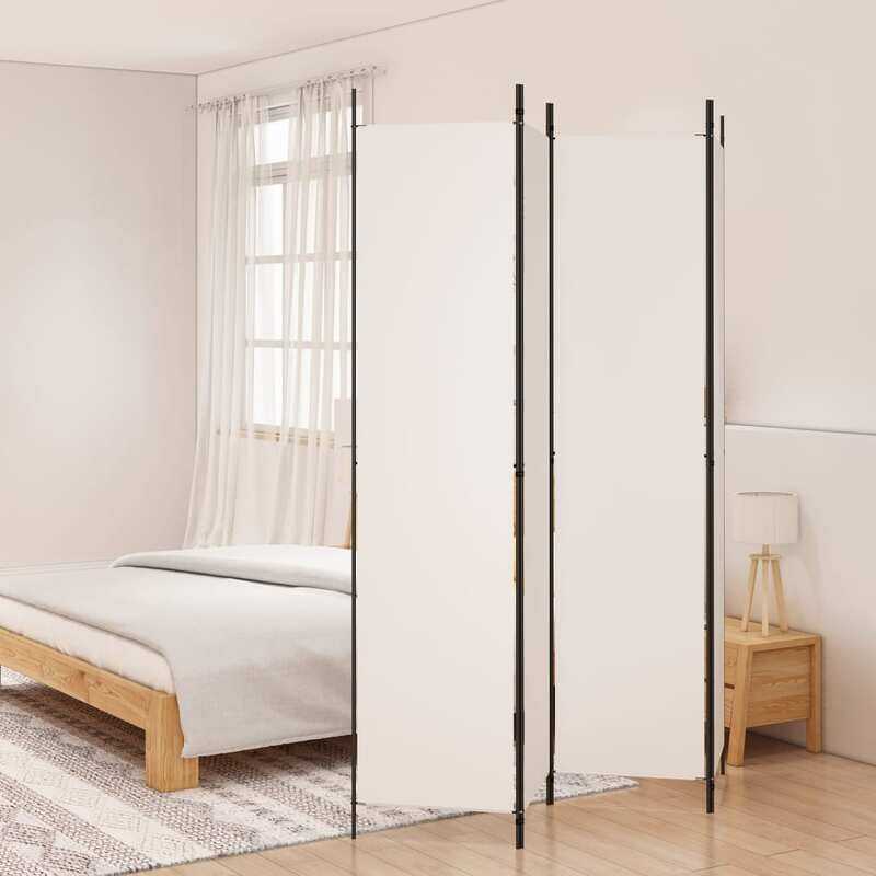 

vidaXL 4-Panel Room Divider White 200x220 cm Fabric