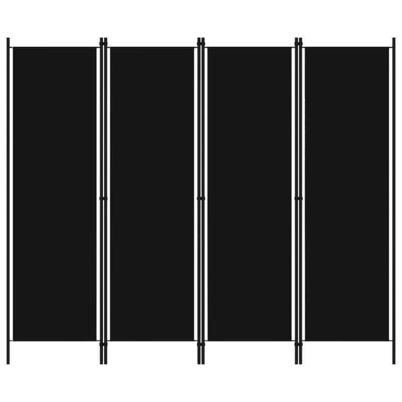 

vidaXL 4-Panel Room Divider Black 200x180 cm