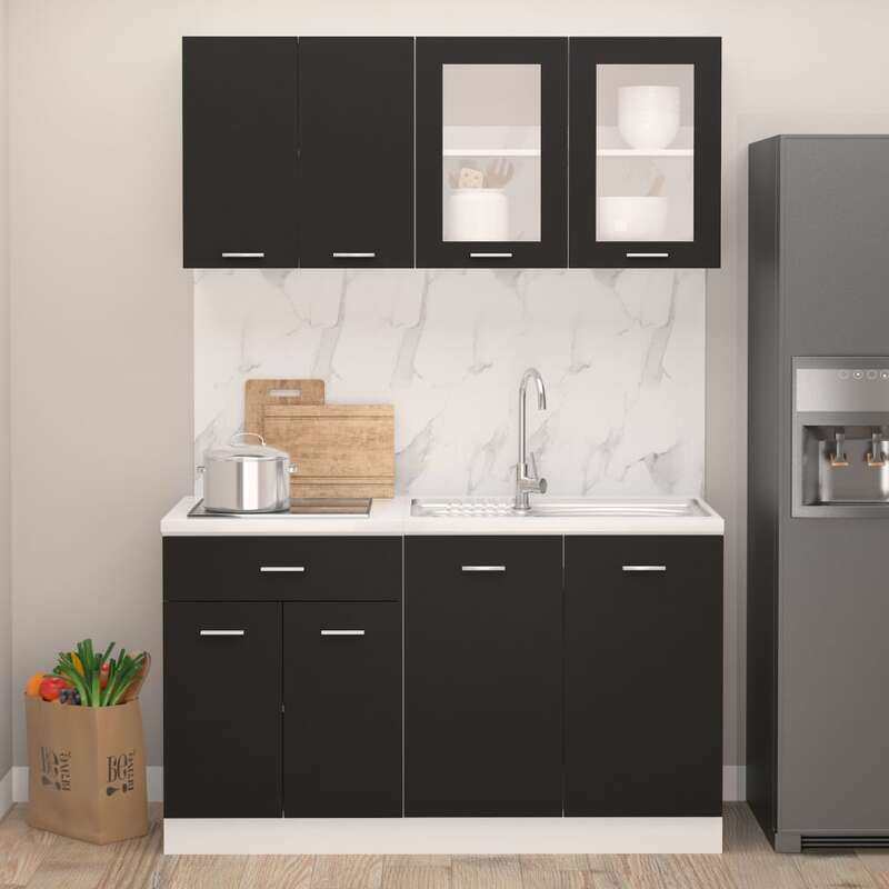 

vidaXL 4 Piece Kitchen Cabinet Set Black Engineered Wood