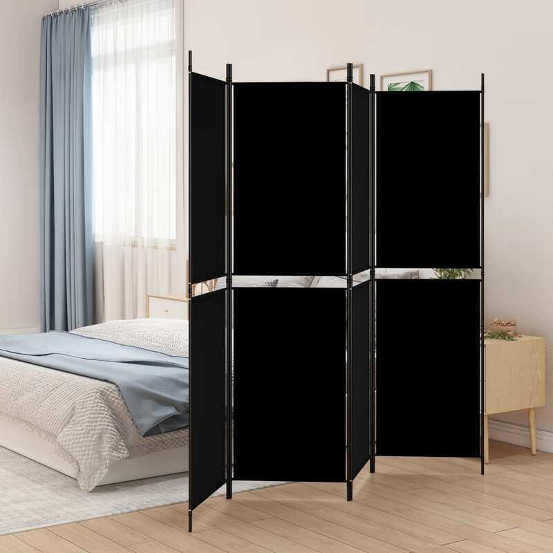 

vidaXL 4-Panel Room Divider Black 200x180 cm Fabric