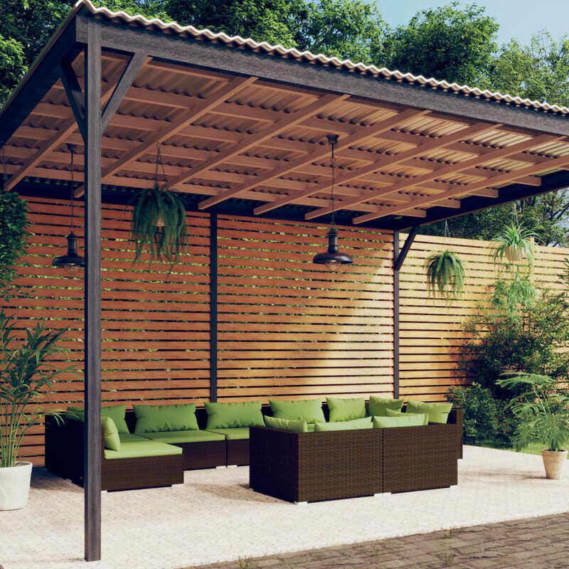 

vidaXL 9 Piece Garden Lounge Set with Cushions Brown Poly Rattan