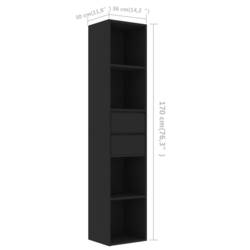 vidaXL Book Cabinet Black 36x30x171 cm Engineered Wood