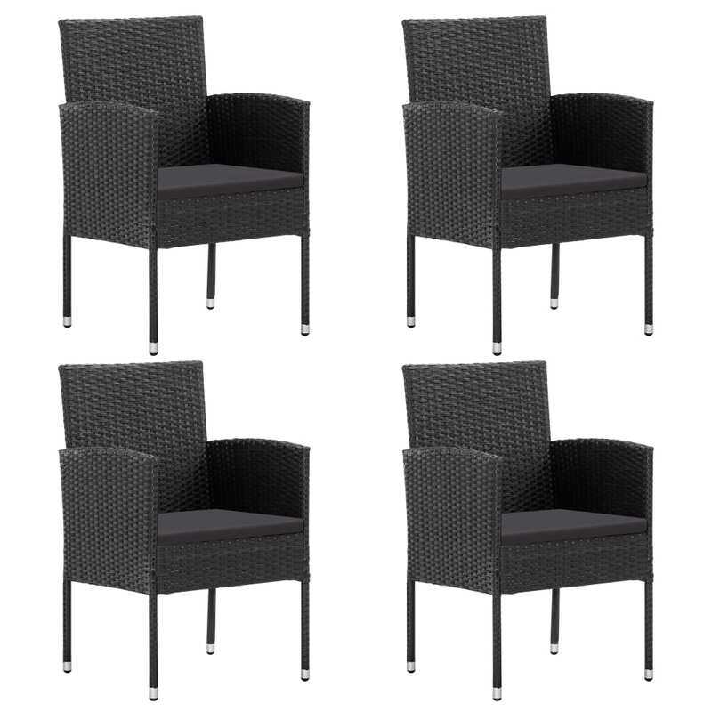 

vidaXL Garden Chairs 4 pcs Poly Rattan Black