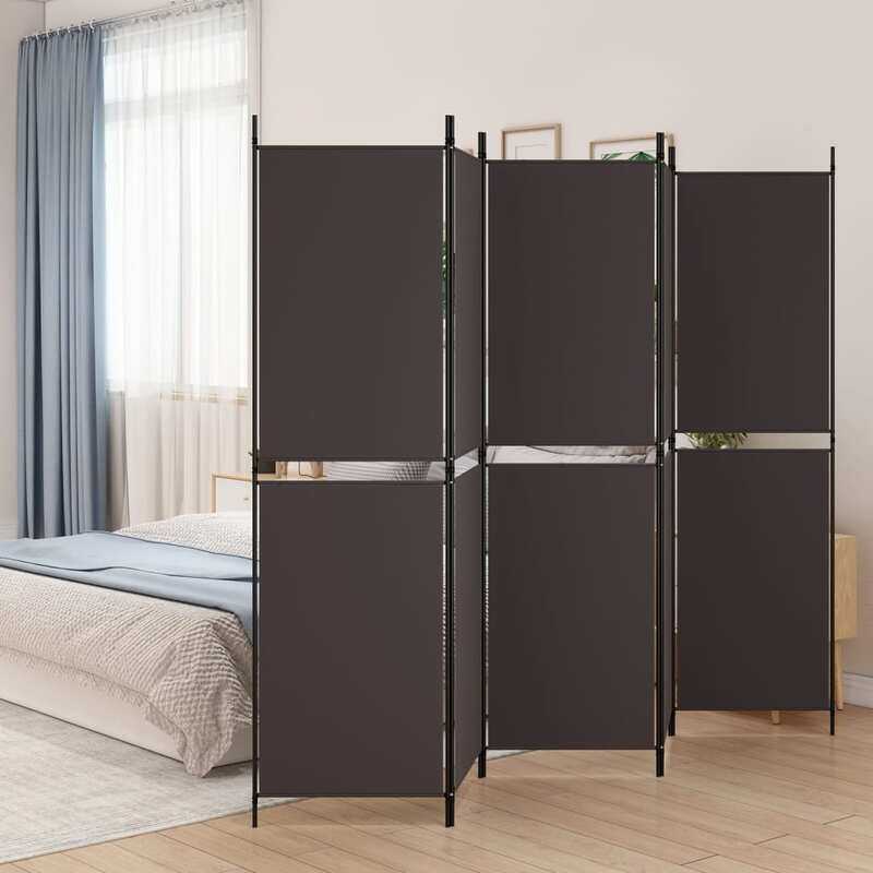 

vidaXL 5-Panel Room Divider Brown 250x180 cm Fabric