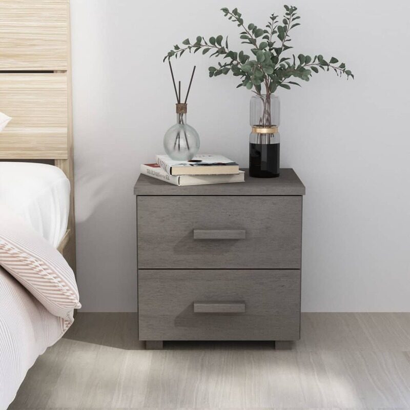 

vidaXL Bedside Cabinet HAMAR Light Grey 40x35x44.5 cm Solid Pinewood