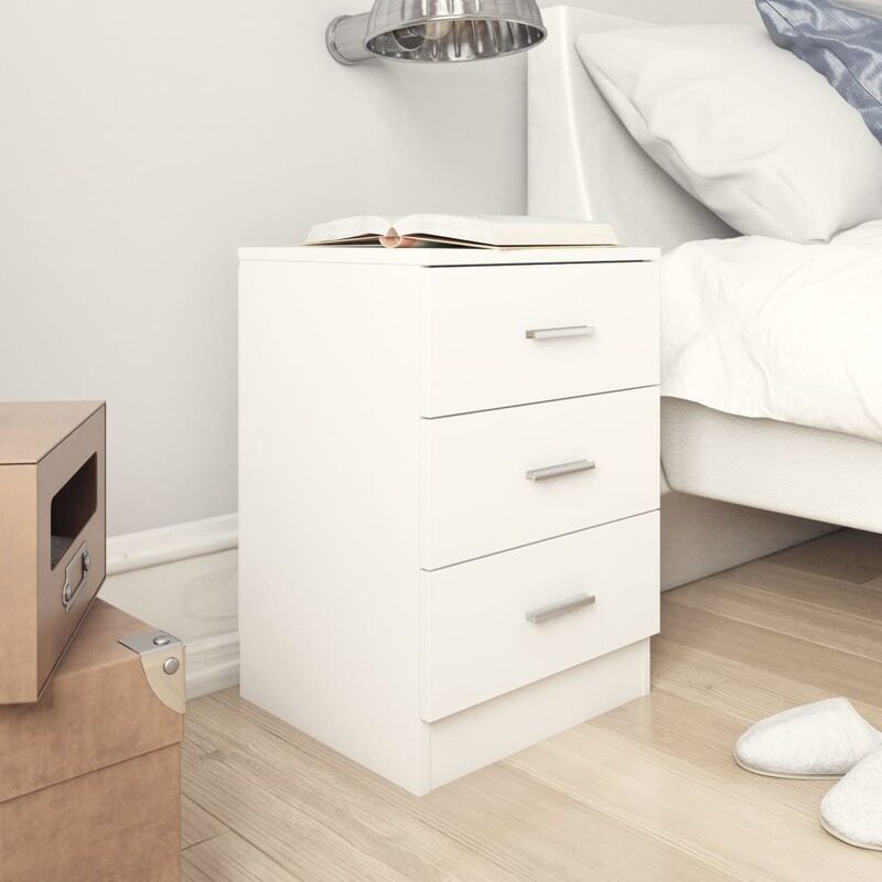 

vidaXL Bedside Cabinet White 38x35x56 cm Engineered Wood