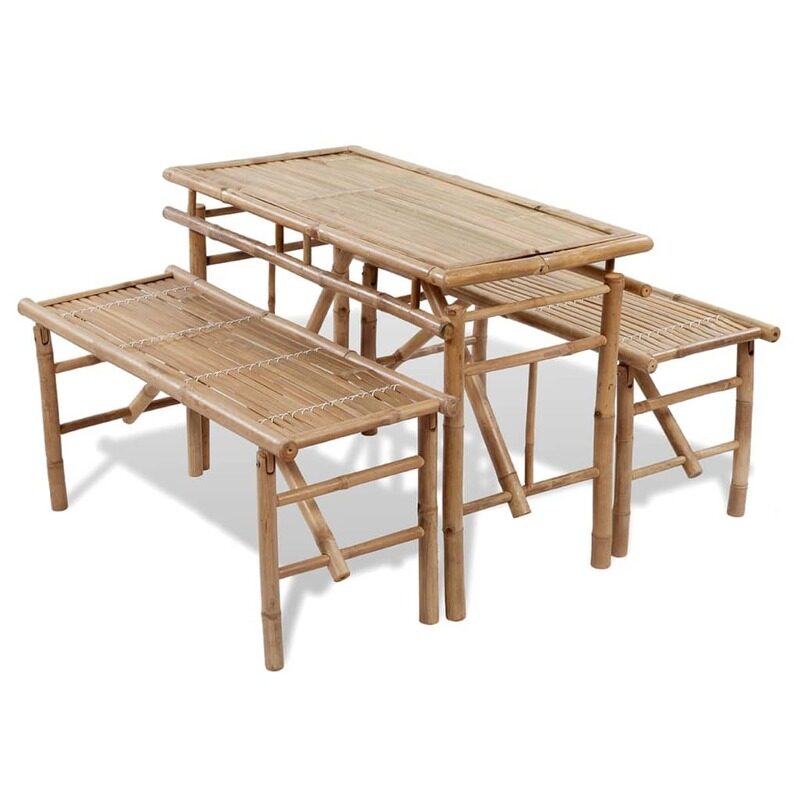 

vidaXL Beer Table with 2 Benches 100 cm Bamboo