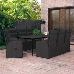 vidaXL 9 Piece Garden Dining Set with Cushions Black