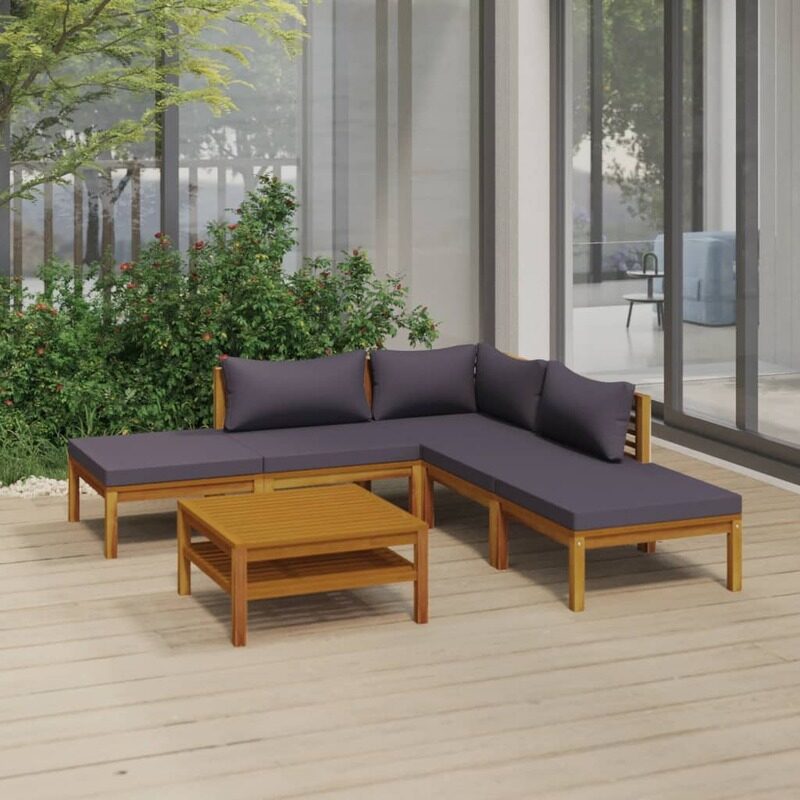 

vidaXL 6 Piece Garden Lounge Set with Cushion Solid Acacia Wood