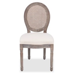 vidaXL Dining Chairs 4 pcs Linen and Rattan