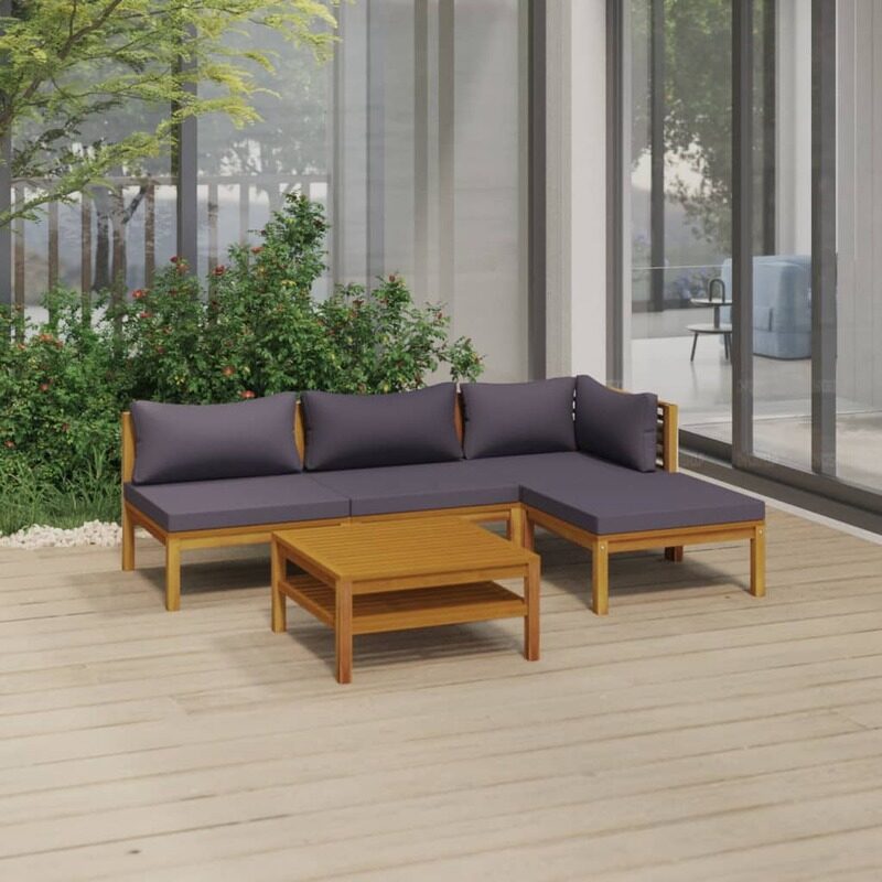 

vidaXL 5 Piece Garden Lounge Set with Cushion Solid Acacia Wood