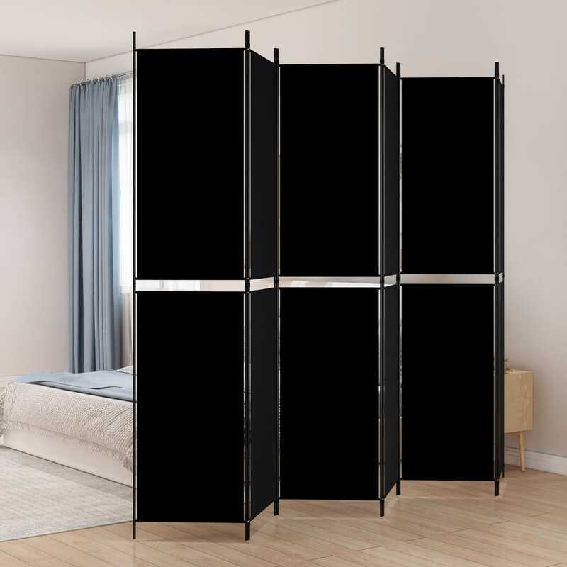 

vidaXL 6-Panel Room Divider Black 300x220 cm Fabric