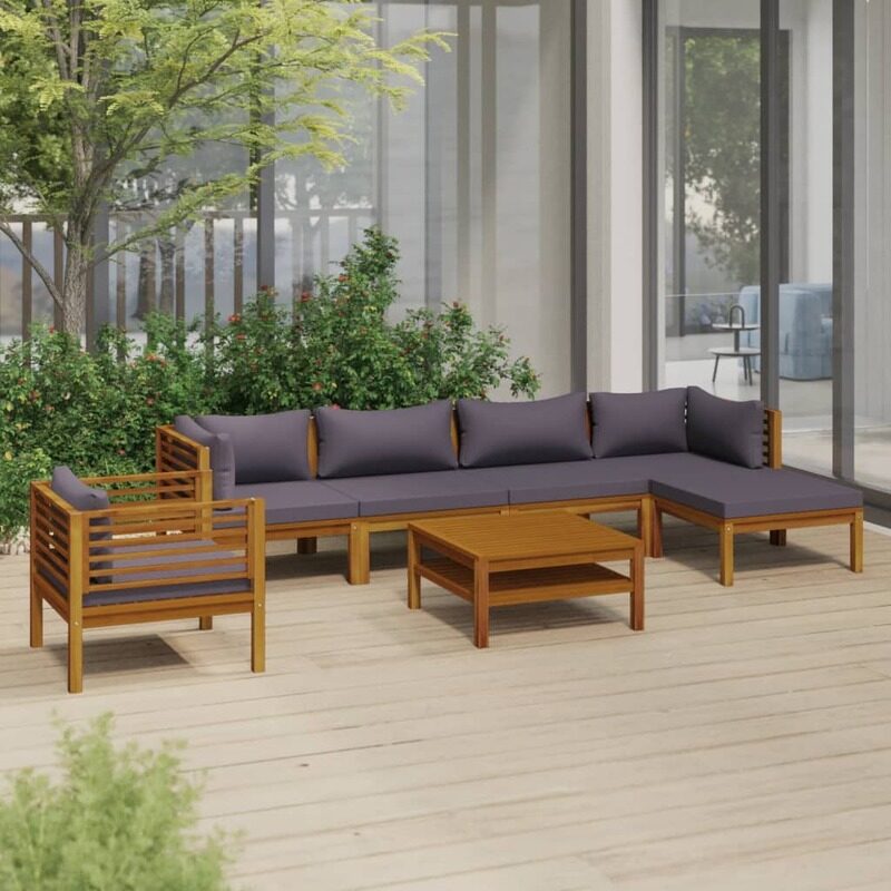 

vidaXL 7 Piece Garden Lounge Set with Cushion Solid Acacia Wood