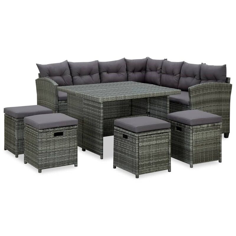 

vidaXL 6 Piece Garden Lounge Set with Cushions Poly Rattan Grey