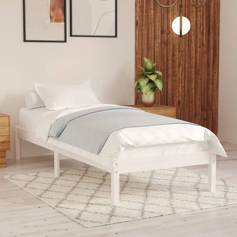 

vidaXL Bed Frame White Solid Wood Pine 90x200 cm