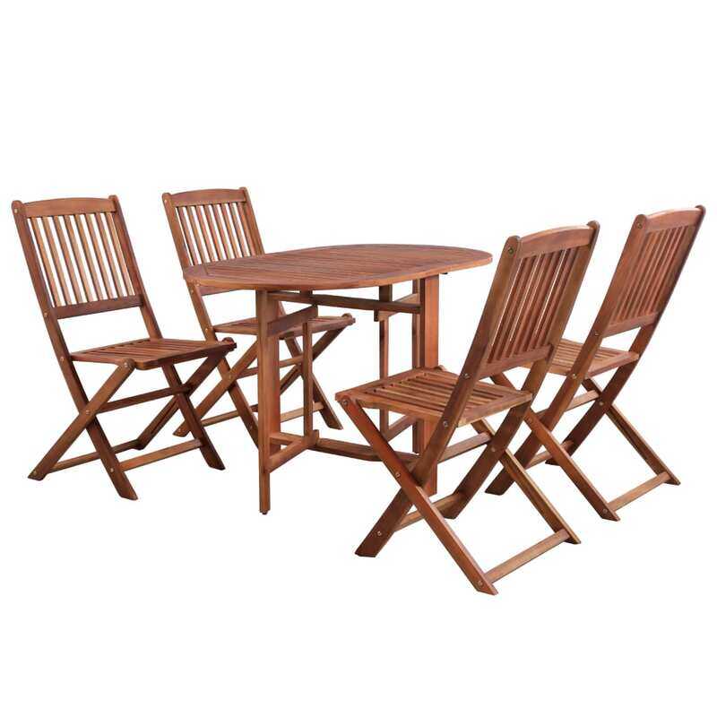 

vidaXL 5 Piece Folding Outdoor Dining Set Solid Acacia Wood